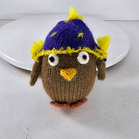 Handmade Melange Collection Alpaca Wool Knit Owl Plush Toy Peru 3.5" - Picture 8 of 8
